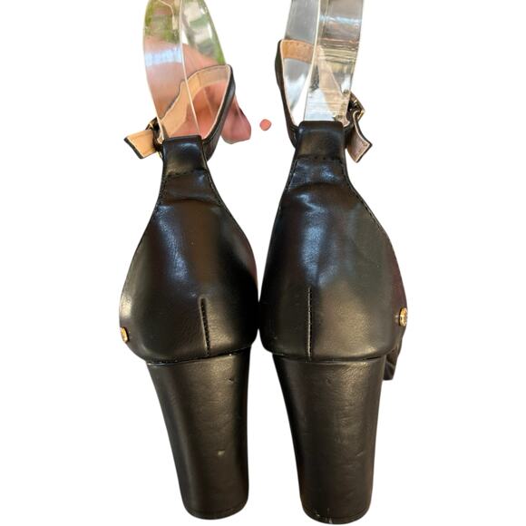 Aerosoles Coren Oil Leather Pumps SZ 8 Open Toe Dressy Sandal ChunkyHeels - Picture 6 of 11